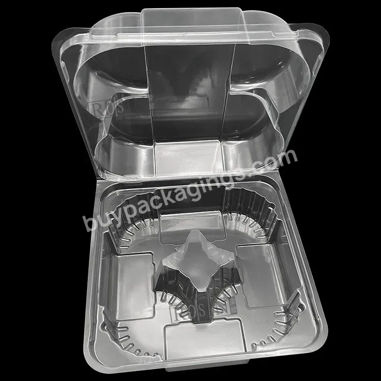 Wholesale Disposable Pvc Clear Hinge Clamshell Square Plastic Tiramisu Dessert Cake Box Packaging