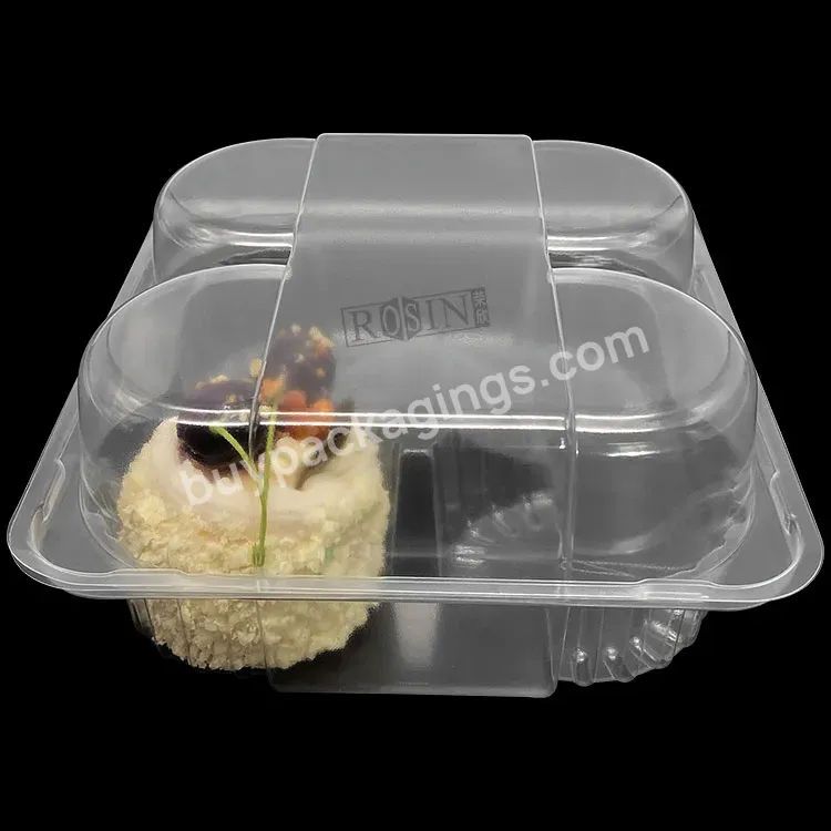 Wholesale Disposable Pvc Clear Hinge Clamshell Square Plastic Tiramisu Dessert Cake Box Packaging