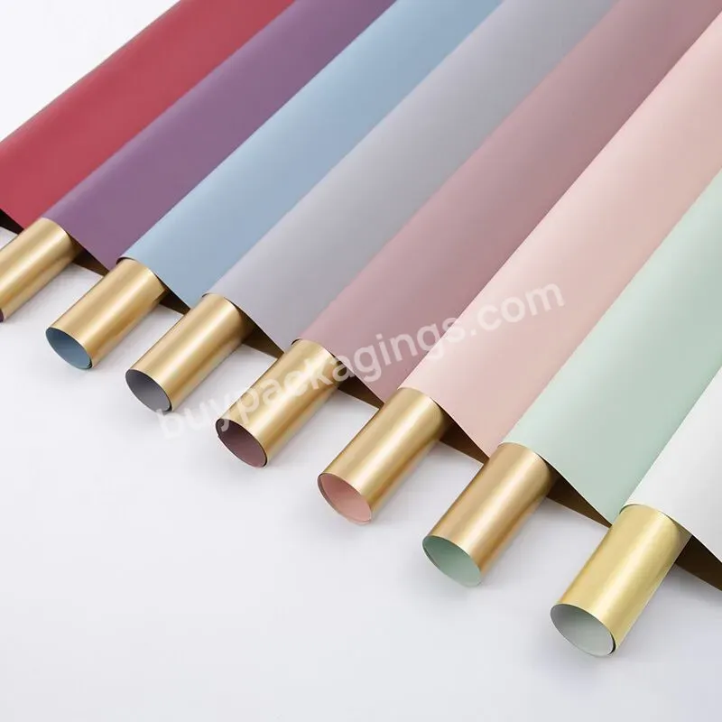 Wholesale Double Sided Color Gold Paper Waterproof Flower Wrapping Paper Korean Gift Packing Wrapping Paper