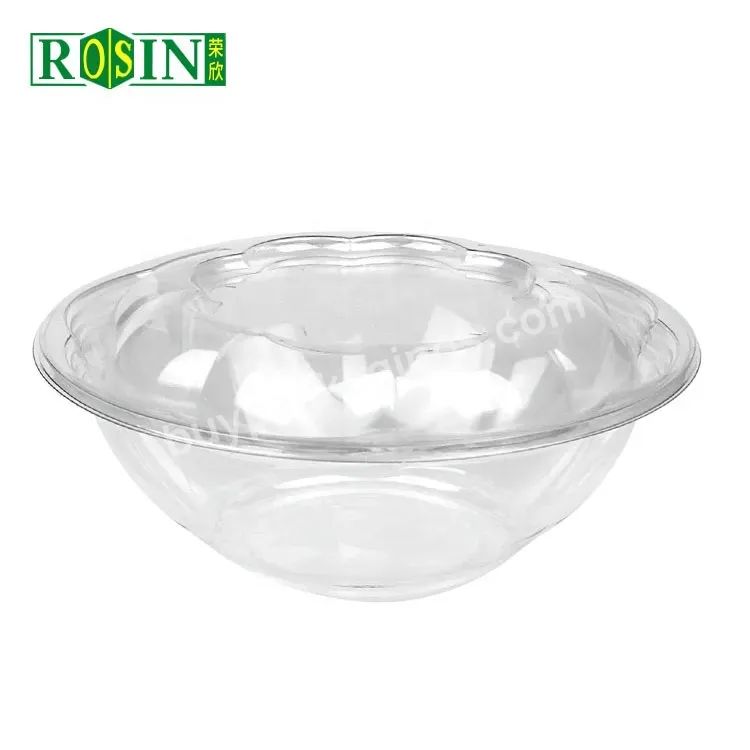 Wholesale Eco Friendly 24oz Pet Clear Disposable Round Food Container Fruit Salad Packing Bowl Plastic With Lid