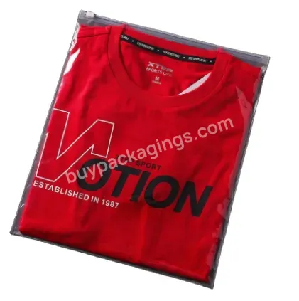 Wholesale Eco Friendly Custom Pe Clear Frosted Zipper Bag For T-shirt Packing