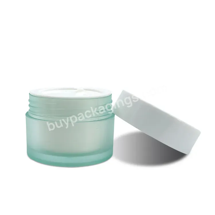 Wholesale Eco Friendly Matte Cyan 50g Cosmetic Double Wall Cream Jar Skincare Packaging Container