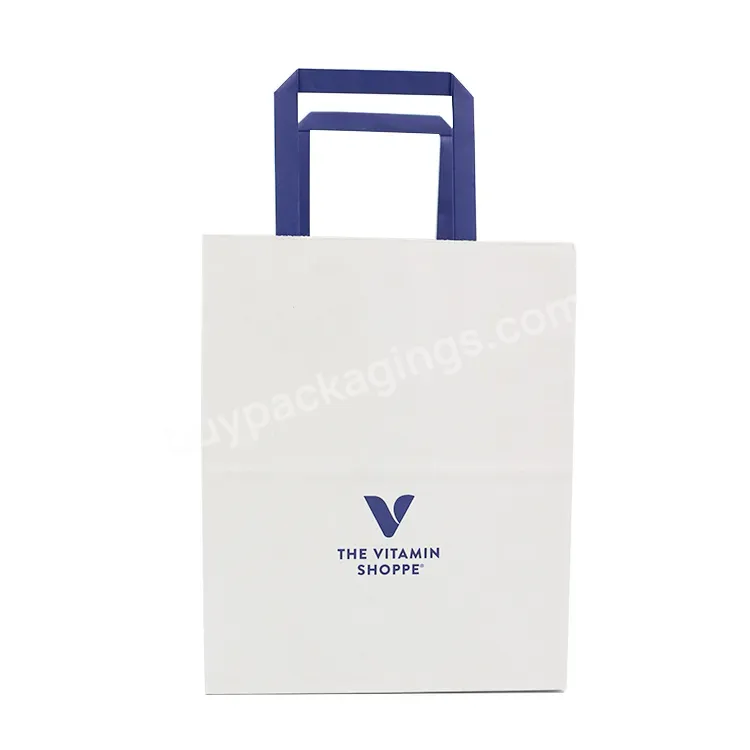 Wholesale Eco Friendly Print Your Own Logo Boutique Shopping Kraft Paper Bag With Flat Handle