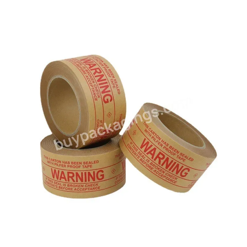 Wholesale Eco Friendly Printed Kraft Paper Packing Tape Warning Sign Kraft Paper Tape Self Adhesive