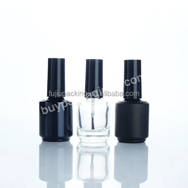 Wholesale Empty 15ml Clear Amber Matte Black Glass Gel Nail Polish Bottle With Brush