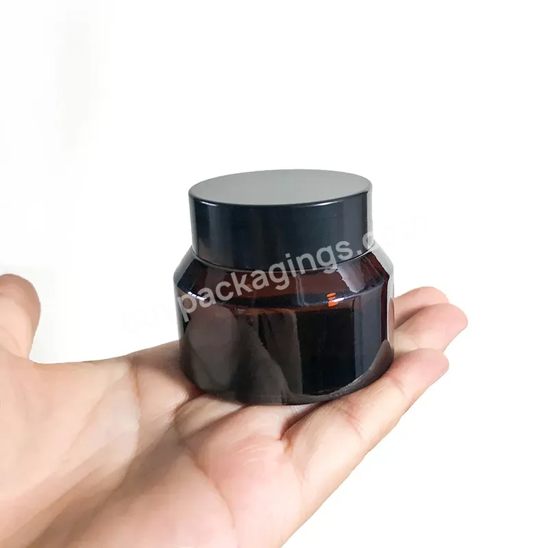 Wholesale Empty 20g 30g 50g Oblique Shoulder Amber Black Cosmetic Cream Glass Jar Face Skin Care Packaging