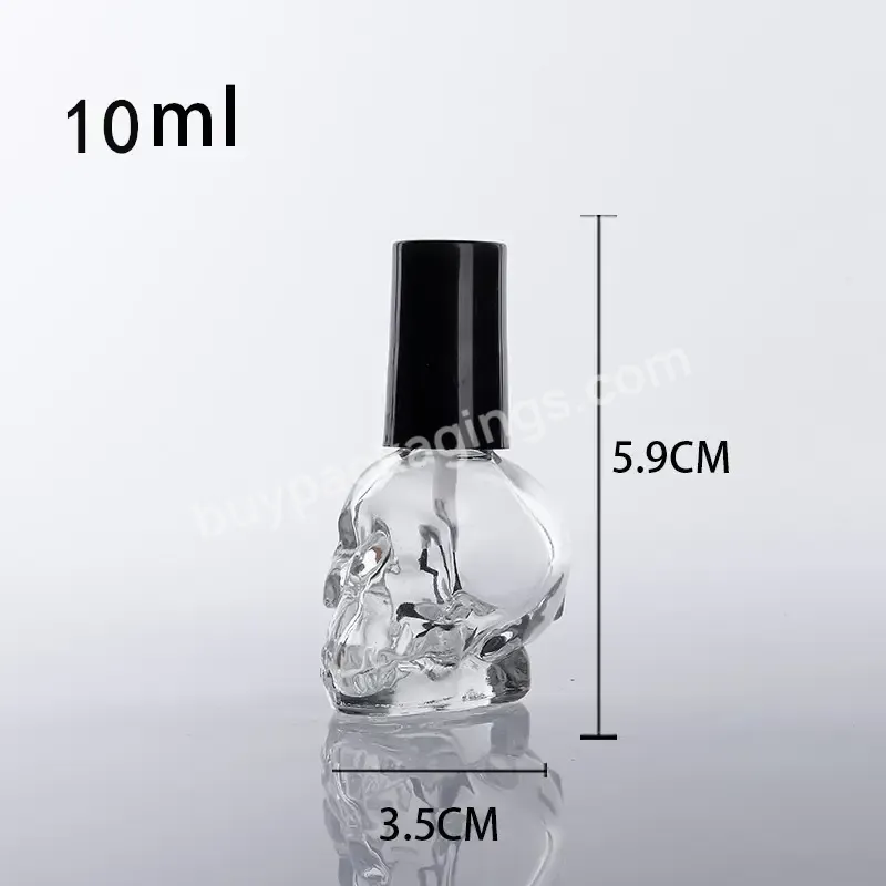 Wholesale Empty Clear Glass Skull Shape 15ml Bottle Nail Polish Bottle 10ml Skull Glass Bottle With Paper Box