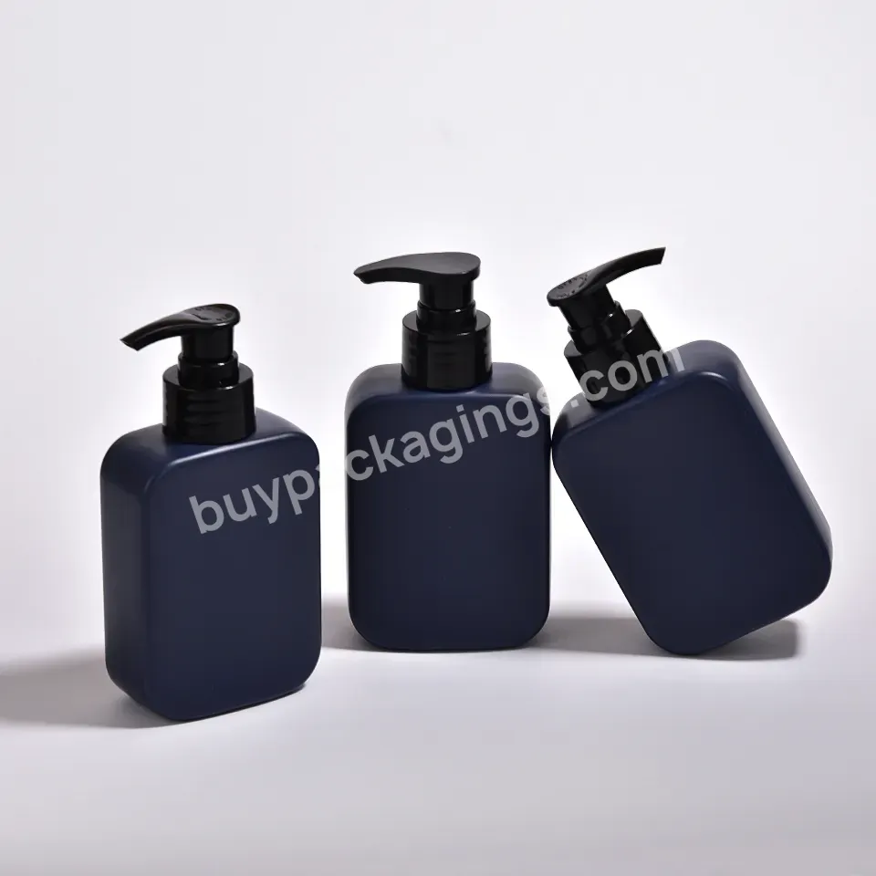 Wholesale Empty Flat Luxury 180ml Blue Hdpe Plastic Shampoo Hair Conditioner Wash Hand Lotion Pump Bottle