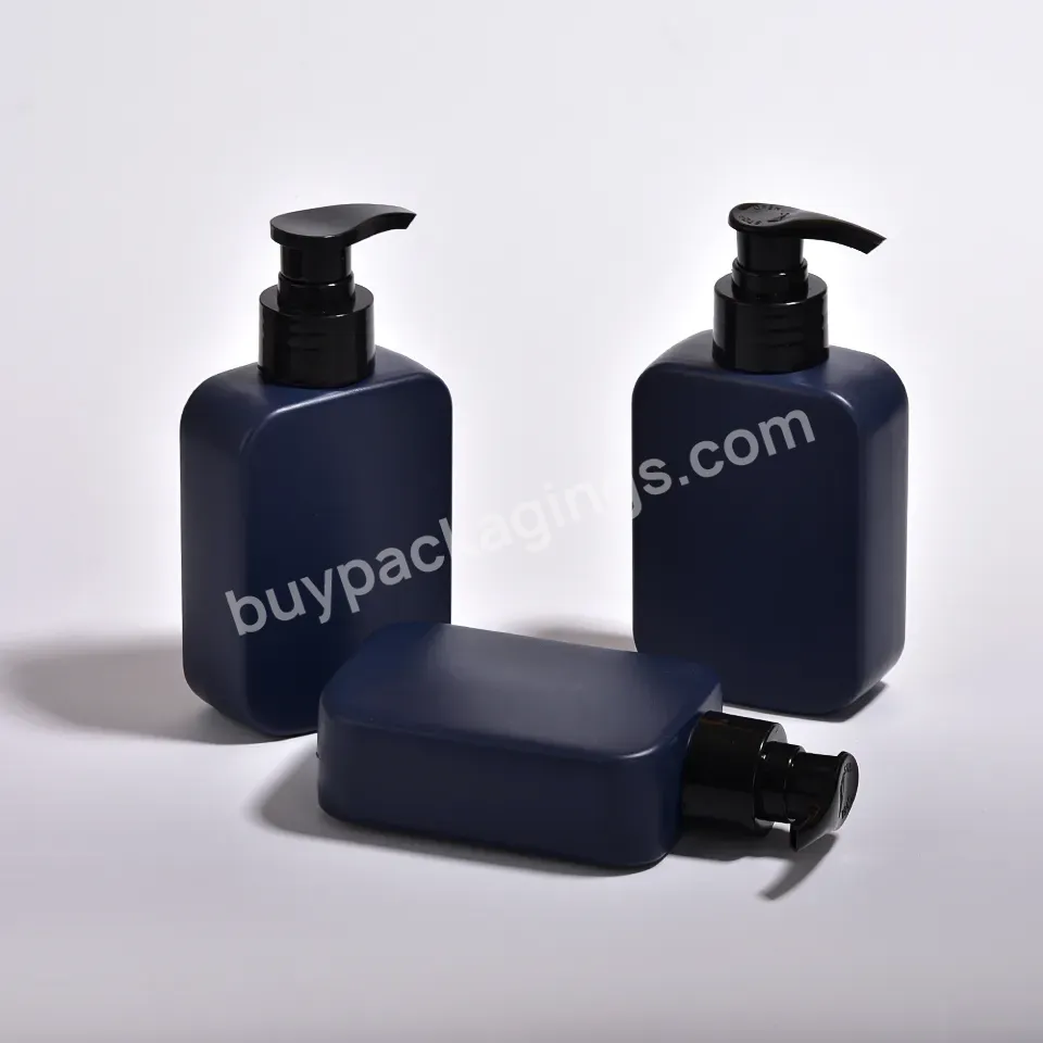 Wholesale Empty Flat Luxury 180ml Blue Hdpe Plastic Shampoo Hair Conditioner Wash Hand Lotion Pump Bottle