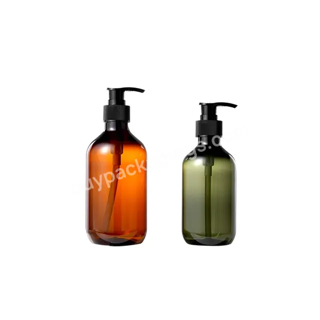 Wholesale Empty Luxury 300ml 500ml Amber Green Pet Plastic Shampoo Wash Hand Lotion Pump Bottle