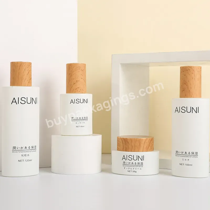 Wholesale Empty Luxury Skincare Packaging Set Empty Lotion Pump Glass Bottle And Jar Cosmetic Cream Bottle With Plastic Pump