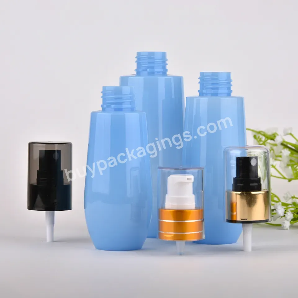 Wholesale Empty Plastic Foam Pump Bottle 60ml 80ml 120ml White Blue Pet Facial Cleanser Mousse Foam Pump Bottle