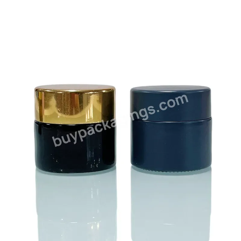 Wholesale Empty Small 10g Lip Balm Container 10ml Black Pink Grey Blue Frosted Glass Eye Cream Jars With Gold Lid