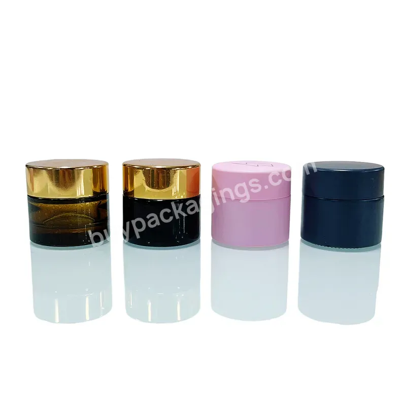 Wholesale Empty Small 10g Lip Balm Container 10ml Black Pink Grey Blue Frosted Glass Eye Cream Jars With Gold Lid - Buy 10g Glass Jar,10g Glass Jars,Empty Jar Lid With.