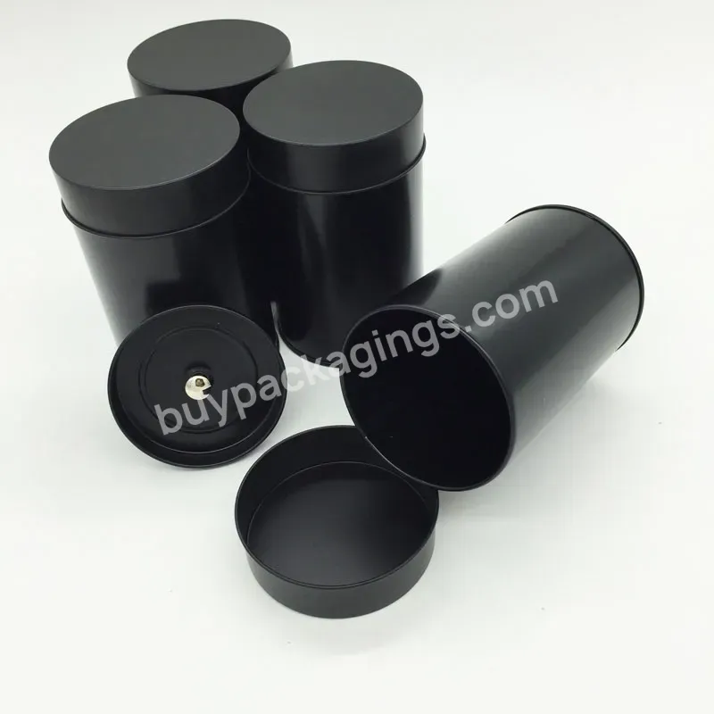 Wholesale Empty Tall Round Cylinder White Matte Black Double Lid Airtight Metal Coffee Box Tea Tins