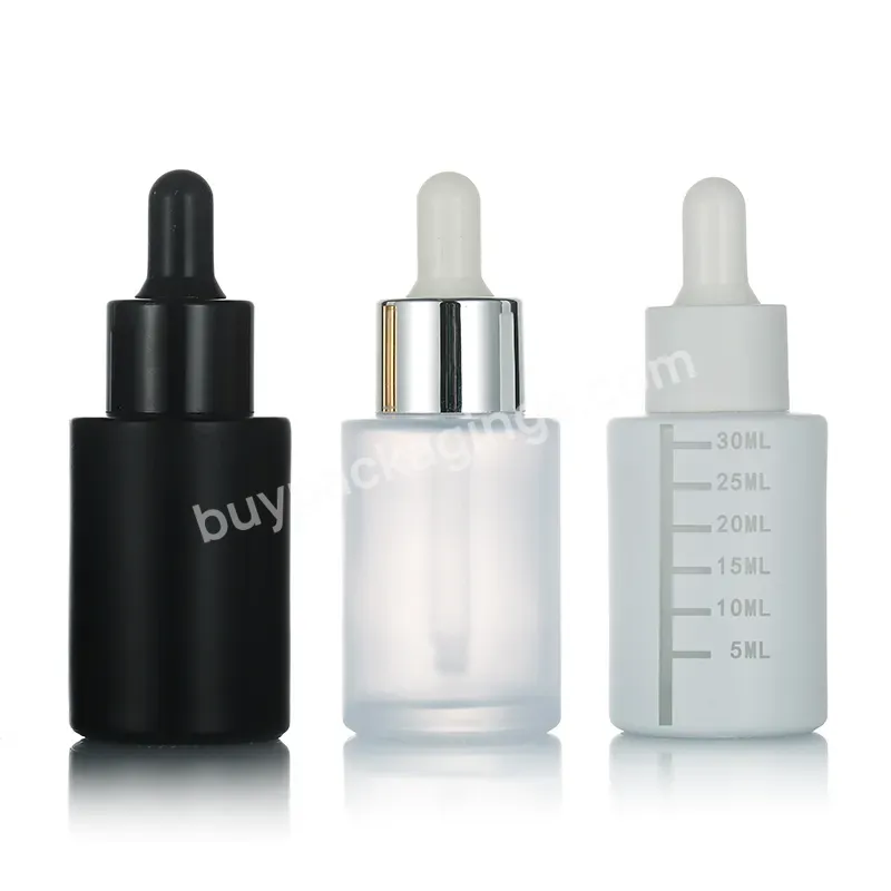 Wholesale Emtpy Serum Oil Glass Bottle Essential Oil Frosted White Black Glass Dropper Bottle 30ml