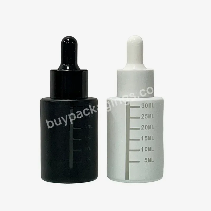 Wholesale Emtpy Serum Oil Glass Bottle Essential Oil Frosted White Black Glass Dropper Bottle 30ml