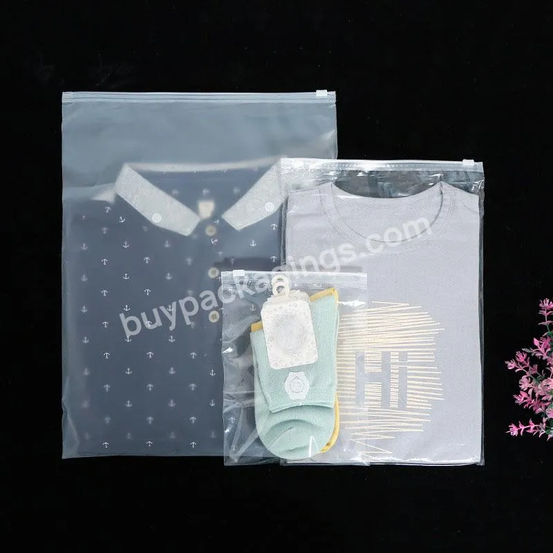 Wholesale eva t-shirt leggings garment packaging transparent frosted zipper plastic bag for clothing