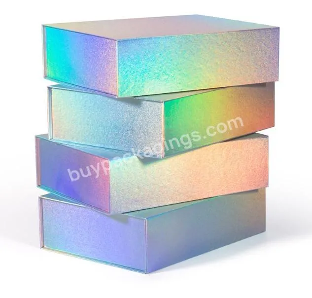 Wholesale exquisite hologram rigid cardboard custom gift boxes with magnetic lid