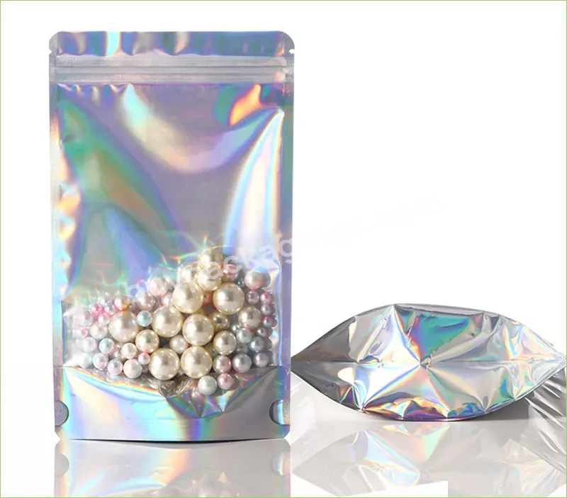 Wholesale Eyelash Packaging Holographic Clear Bag Cosmetic Makeup Bag Snacks