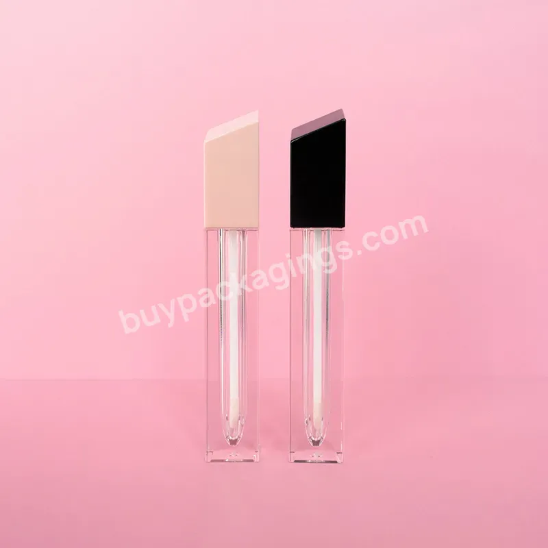 Wholesale Eyeliner Mascara Empty Square Lipstick Container Clear 3ml 5ml Cosmetic Lip Gloss Tube With Brush