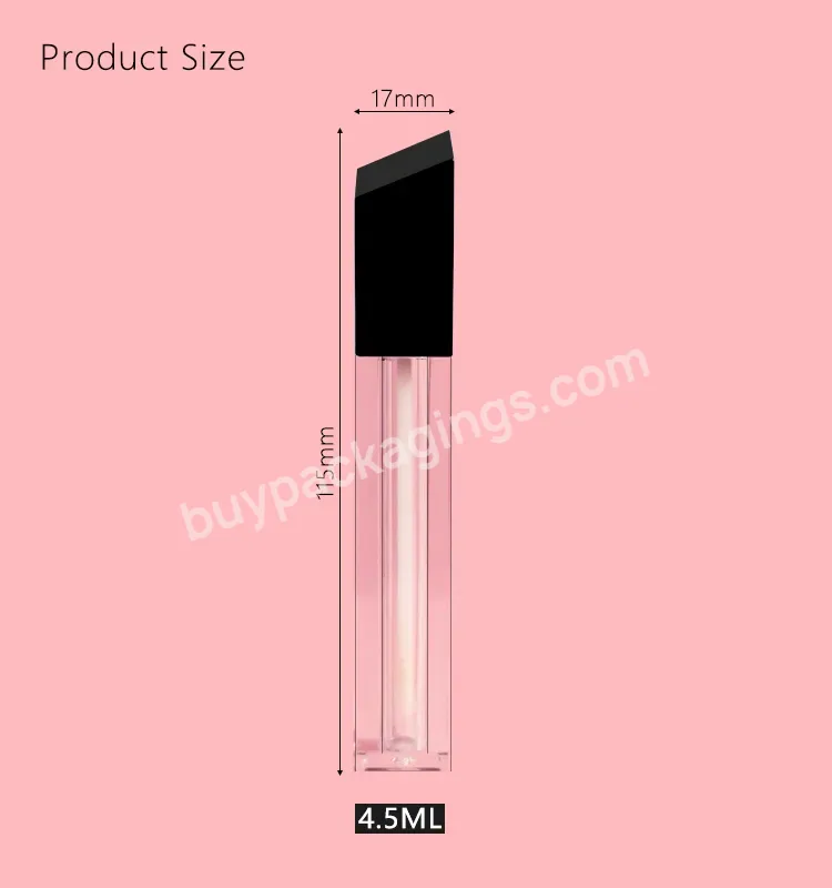 Wholesale Eyeliner Mascara Empty Square Lipstick Container Clear 3ml 5ml Cosmetic Lip Gloss Tube With Brush