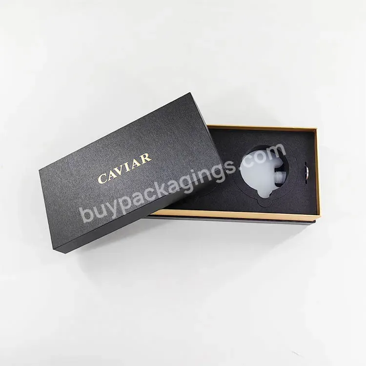 Wholesale Factory Custom Printed Durable Black Folding Box Caviar Package