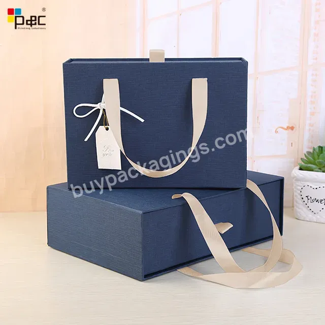 Wholesale Fancy Sliding Draw Packaging Box With White Ribbon Handle Customized Logo Jewelry Box