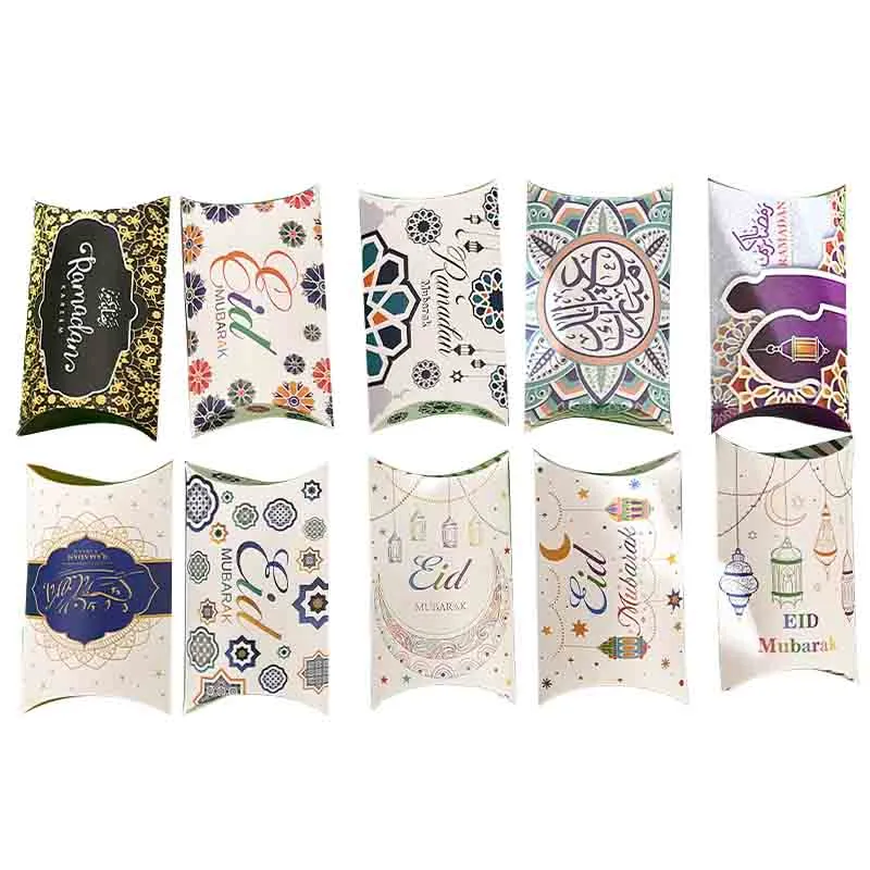 wholesale fashion pillow candy gift paper packing box with eid mubarak ramadan chocolate sweet box custom LOGO