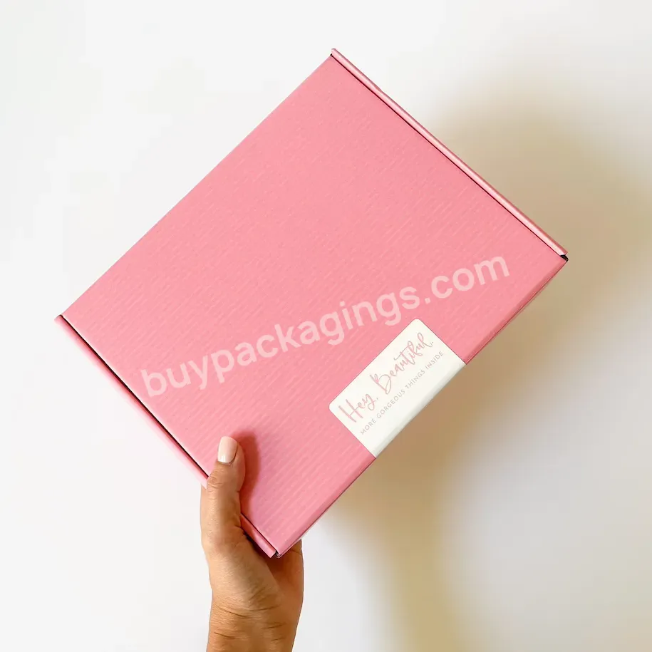 Wholesale Fashion Pink Gift Logo Custom Design Packaging Mailer Corrugated Paper Foldable Shipping Box
