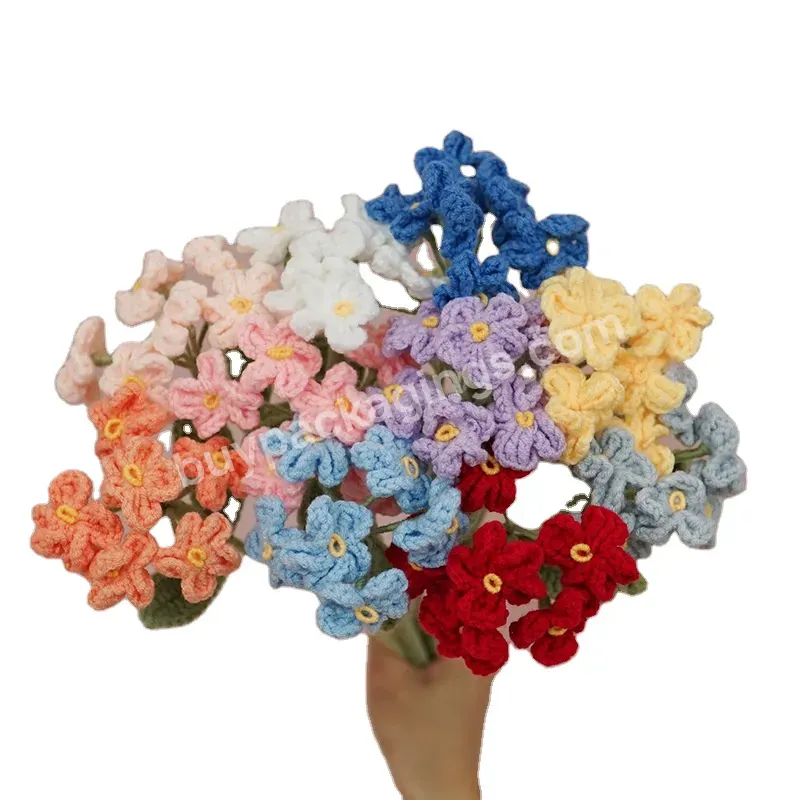 Wholesale Finished Forget-me-nots Hand-knit Wool Flowers Small Fresh Simulation Flowers Crochet Flowers