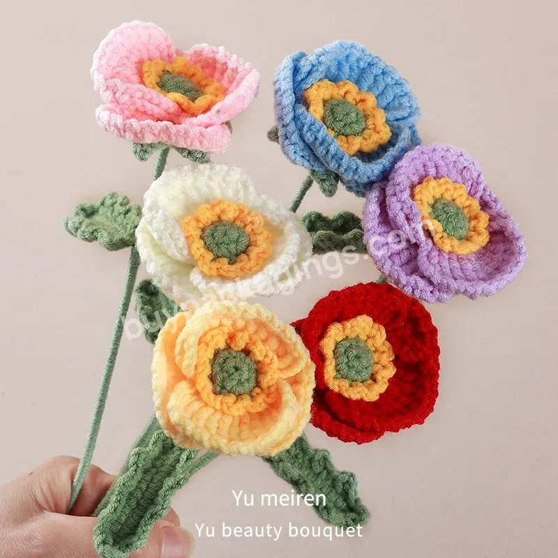 Wholesale Finished Handmade Yucca Knitting Wool Bouquet Mother's Day Women's Day Gift Crochet Flowers