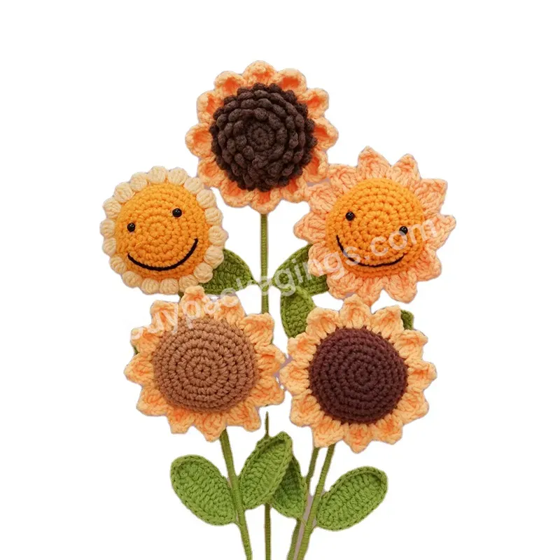 Wholesale Finished Sunflower Crochet Flowers Hand Knit Flowers Forever Simulation Bouquet Yard Crochet