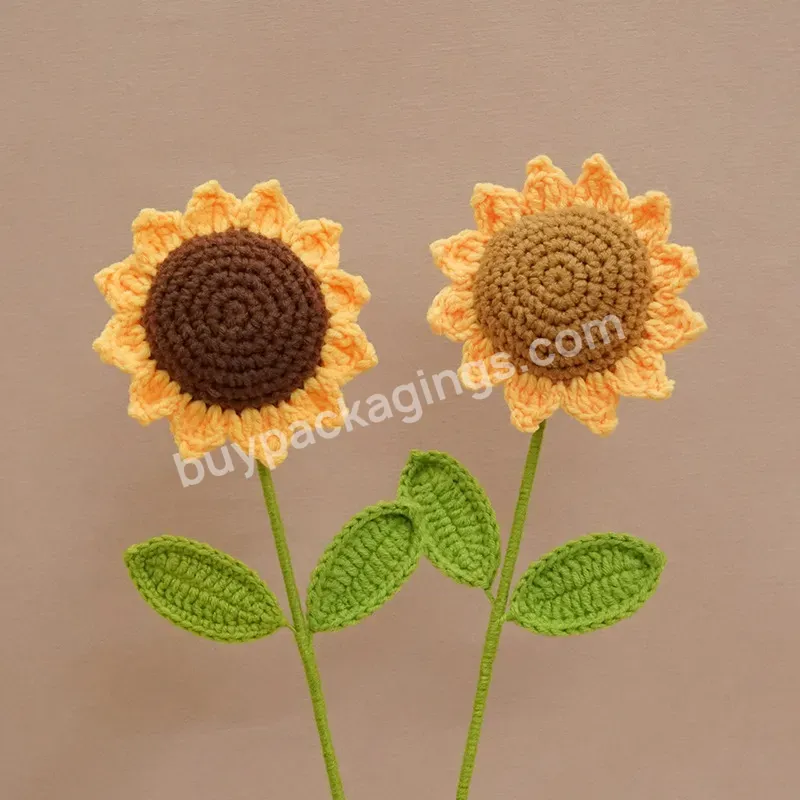 Wholesale Finished Sunflower Crochet Flowers Hand Knit Flowers Forever Simulation Bouquet Yard Crochet