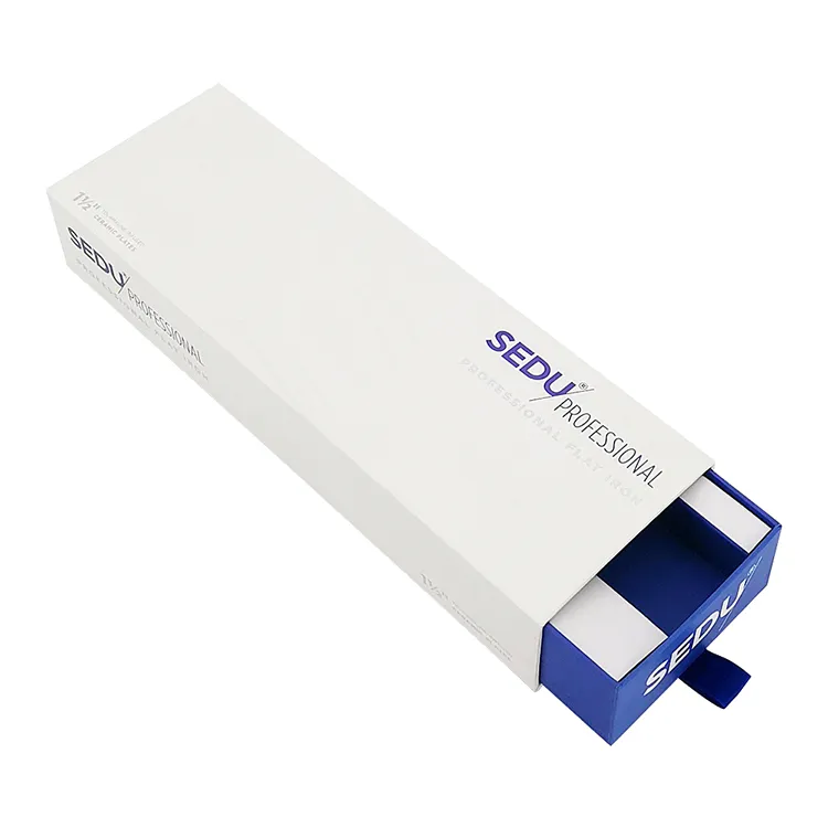 Wholesale Flat Iron Packaging Box Customizable Sliding Drawer Paper Box White Hair Straightener Packaging Boxes