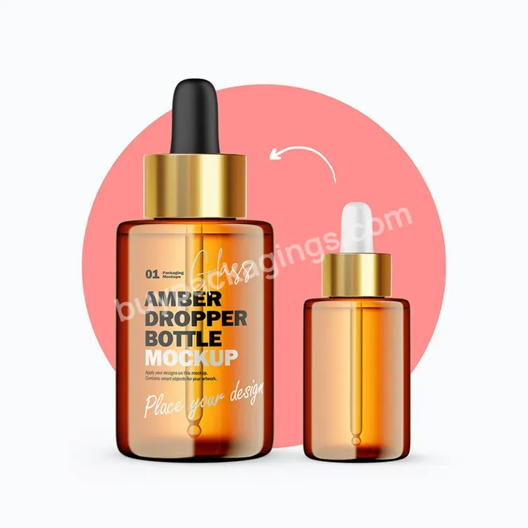 Wholesale Flat Shoulder 30ml Serum Bottle Glass Dropper Bottle For Essential Oils