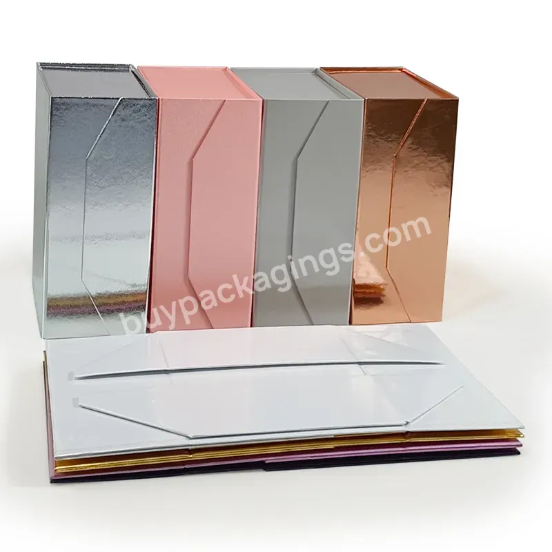 Wholesale Fold Up Small Paper Base Folding Box For Gift Collapsible Magnet Collapse Foldable With Magnetic Lid Closure Ribbons