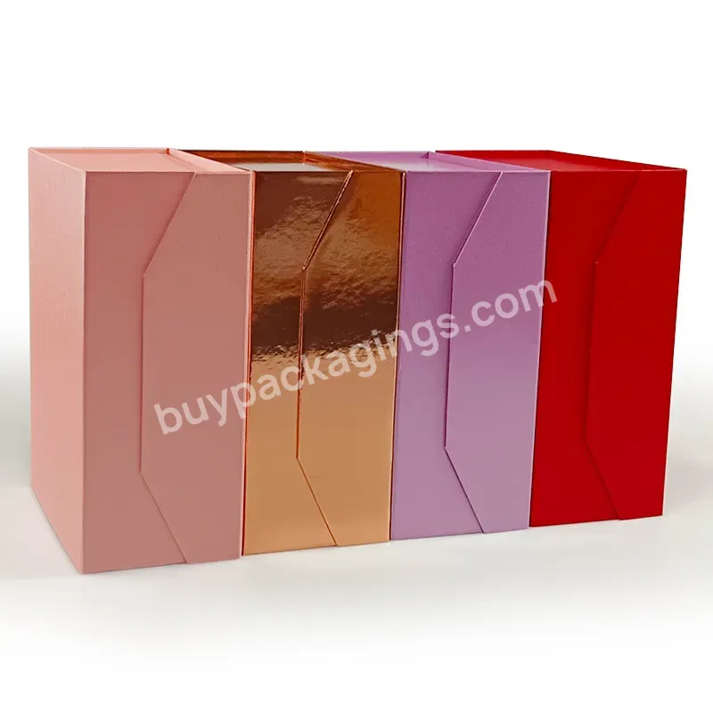 Wholesale Fold Up Small Paper Base Folding Box For Gift Collapsible Magnet Collapse Foldable With Magnetic Lid Closure Ribbons