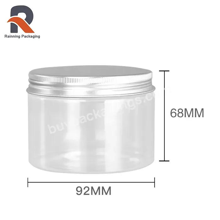 Wholesale Food Grade 100g 120g 150g 200g 250g 300g 400g 500g Clear Pet Plastic Jar With Aluminum Plastic Screw Cap