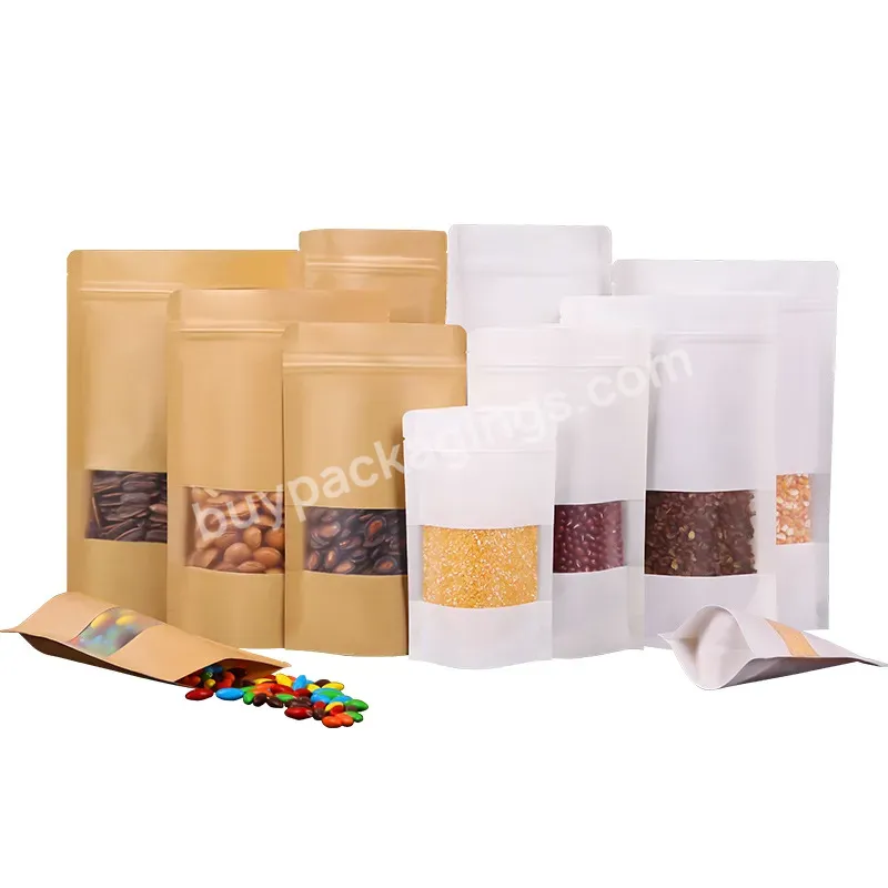 Wholesale Food Grade Resealable Bag Kraft Paper With Zip Lock