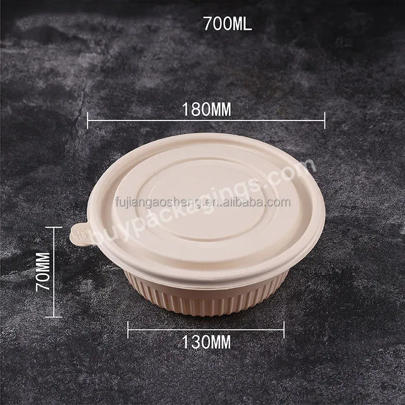 Wholesale Food Grade The Takeout Packaging Round Box Stamped With Logo Disposable Corn Starch Degradable Round Bowl With Cover - Buy One Time Used Bowl,Plastic Food Packaging Box,Degradable Round Bowl.