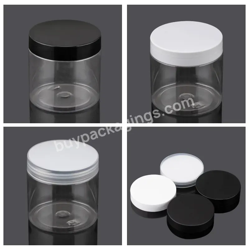 Wholesale Food Lotion Jar Grade 4oz 6oz 8oz 16oz 2 Oz Jar Amber Clear Pet Plastic Round Jar With Aluminum Plastic Screw Lids