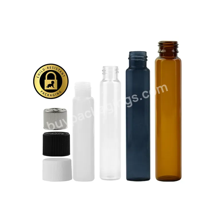 Wholesale Frosted 1 2 4 8 Dram Tubular Label Bottle Small 1 4 3 5 10ml 15ml 20ml 25ml Glass Vials Child Resistant Tube