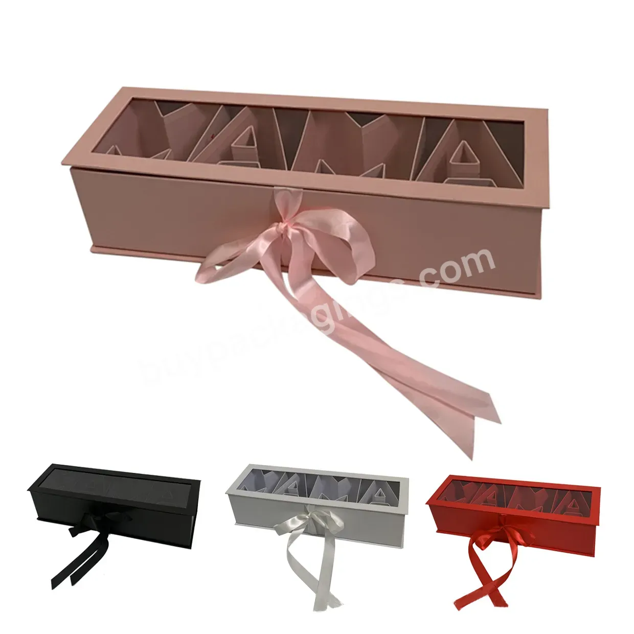 Wholesale Gift Box Monogram Transparent Flower Box Mother's Day Gift Flower Packaging Mama Box