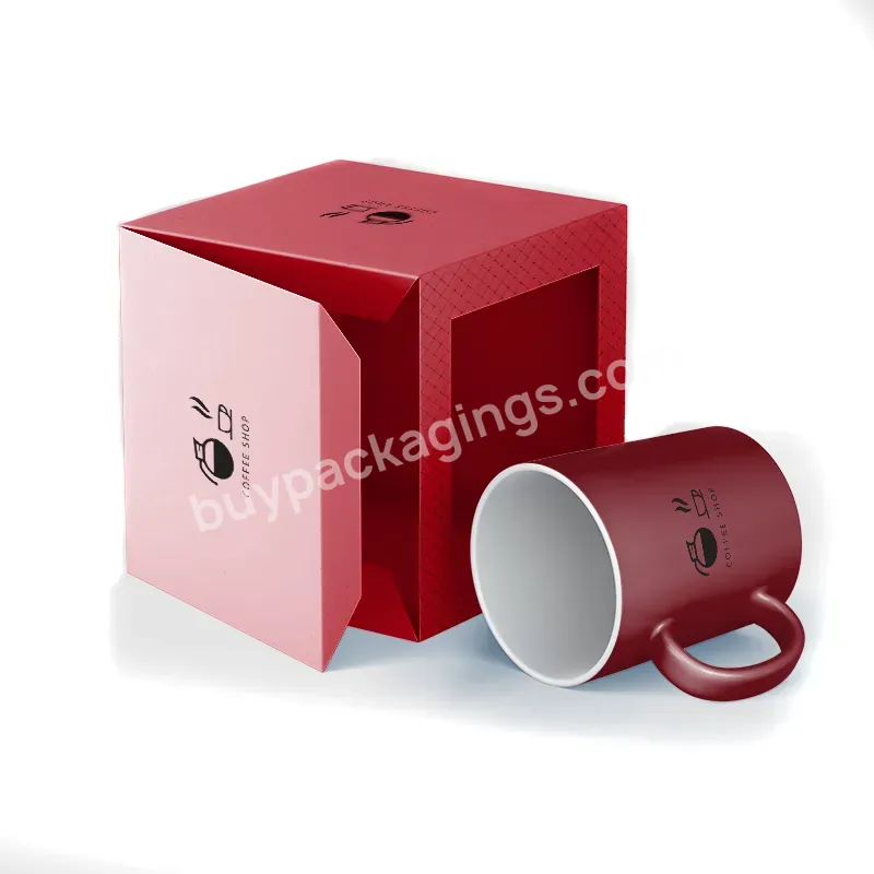 Wholesale Gift Paper Packing Box Customized Design Coffee Cup Mug Packaging Boxes With Clear Window