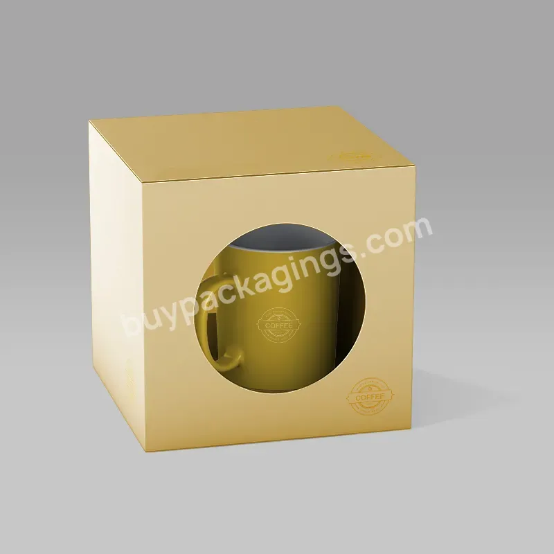 Wholesale Gift Paper Packing Box Customized Design Coffee Cup Mug Packaging Boxes With Clear Window