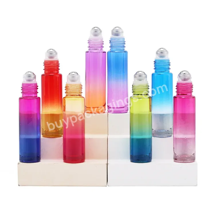 Wholesale Glass 10ml Colorful Essential Oil Perfume Glass Roll On Bottle With Roller Ball And Cap