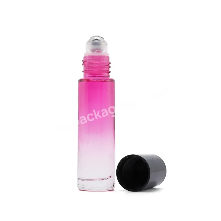 Wholesale Glass 10ml Colorful Essential Oil Perfume Glass Roll On Bottle With Roller Ball And Cap