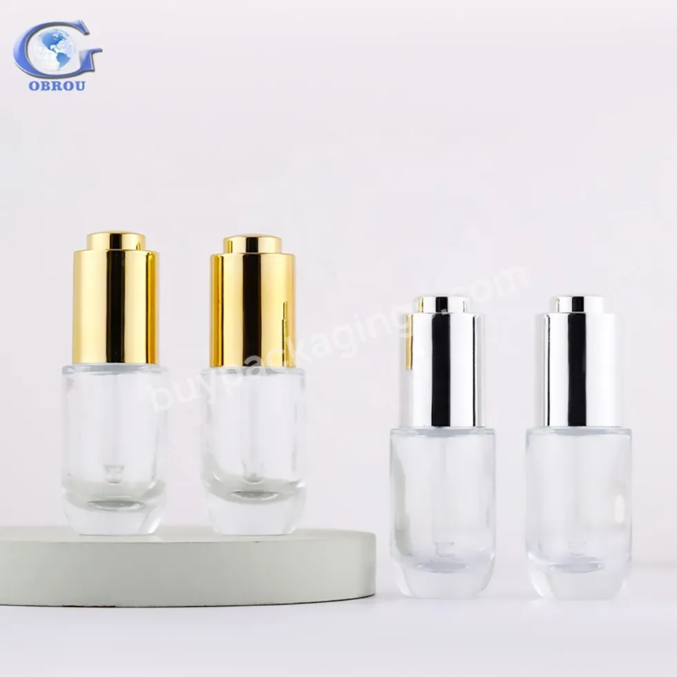 Wholesale Glass Lotion Dropper Bottles 15ml Glass Oil Bottle With Gold Silver Dropper For Skin Care