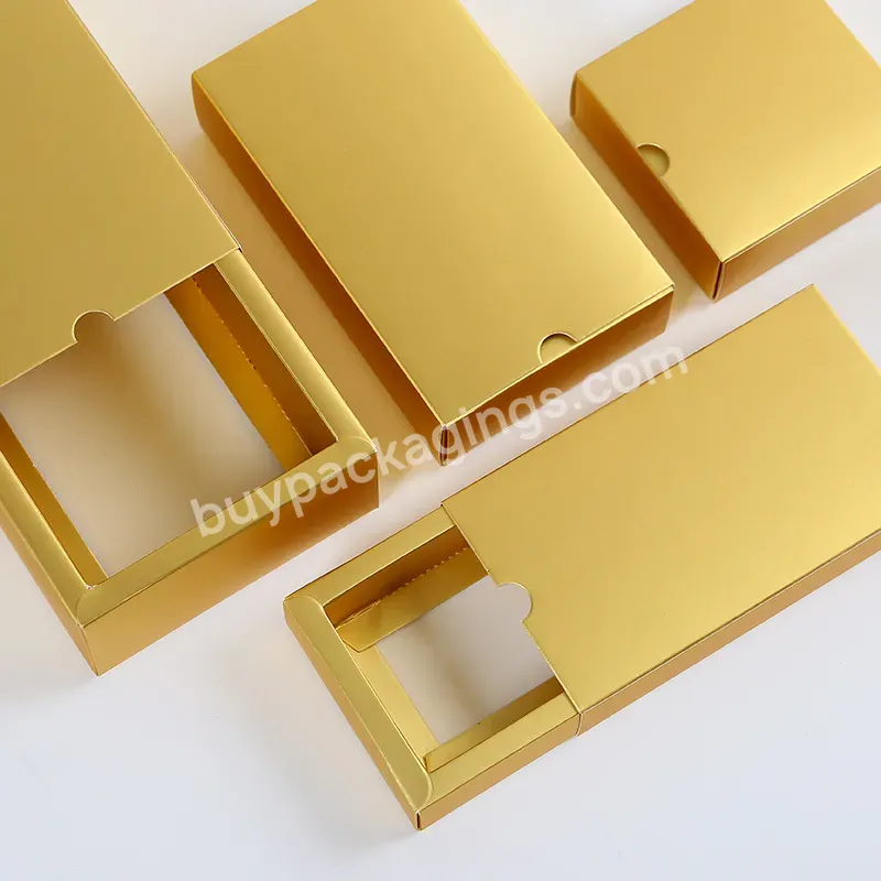 Wholesale Golden Drawer Cardboard Paper Packaging Box With Logo Folding Drawer Packaging With Clear Sleeve